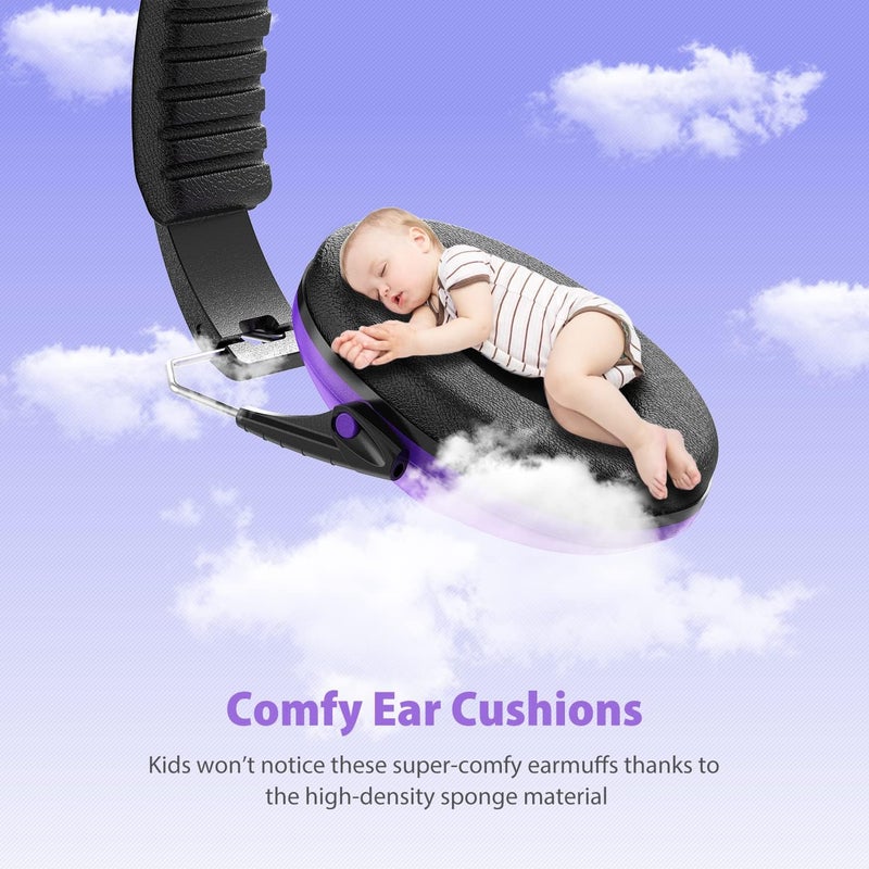 Dr.Meter Ear Muffs for Noise Reduction: EM100 SNR27.4 Kids Ear Protection with Adjustable Headband - Kids Noise Cancelling Headphones for Monster Truck, Concerts, Fireworks and Air Shows - Purple - Image 3